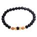 Batuan Tune,'Gold Accented Onyx Beaded Stretch Bracelet from Bali'