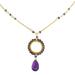 Gold plated iolite and amethyst pendant necklace, 'Iris Rain'