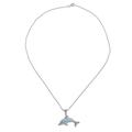 Sleek Swimmer,'Larimar Sterling Silver Swimming Dolphin Pendant Necklace'