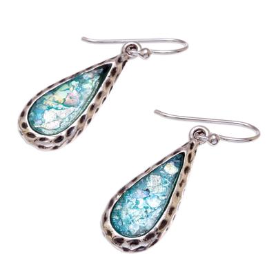 Roman Drops,'Drop-Shaped Roman Glass Dangle Earrings from Thailand'