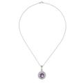 Violet Sparkle,'Circular Amethyst and CZ Pendant Necklace from Thailand'