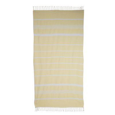 Sweet Relaxation in Buttercup,'Striped Cotton Beach Towel in Buttercup from Guatemala'