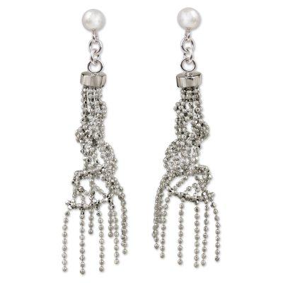 Raining Helixes,'Sterling Silver Helix Shape Dangle Earrings from Thailand'