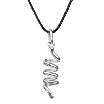 Spiral Descent,'Handmade Sterling Silver Spiral Pendant Necklace'