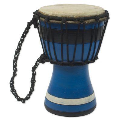 Blue Invitation to Peace,'Blue Decorative Djembe D...