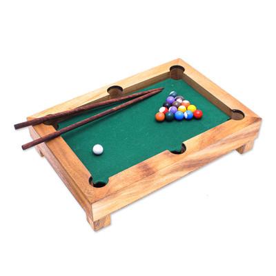 'Handmade 12-Inch Raintree Wood Billiards Game from Thailand'