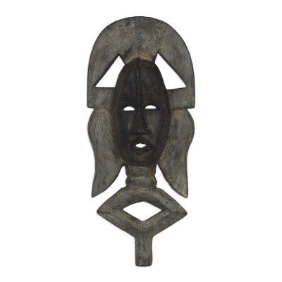 Kingship,'Handcrafted Sese Wood African Wall Mask from Ghana'