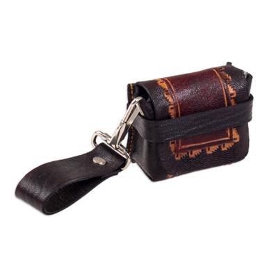 Sacred Audio,'Artisan Crafted Brown Leather Earbud Case Holder from Peru'