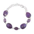 Gleaming Lilac,'Amethyst and Purple Turquoise Bracelet from India'