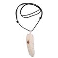 Feather Soul,'Garnet Leather and Carved Bone Feather Pendant Necklace'