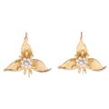 Auspicious Sign,'Hand Made Gold-Plated Cubic Zirconia Drop Earrings'