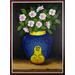 Garden Flowers,'Guatemalan Still Life Painting of Flowers in a Blue Vase'