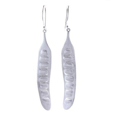 Bitter Beans,'Sterling Silver Bean Dangle Earrings from Thailand'