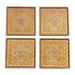 Colonial Gold,'Four Floral Gold-Tone Reverse Painted Glass Coasters'