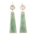 Green Towers,'Aventurine and Prasiolite Dangle Earrings from India'