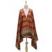 Earthen Stripes,'Jacquard Striped Silk Shawl in Russet and Spice from India'