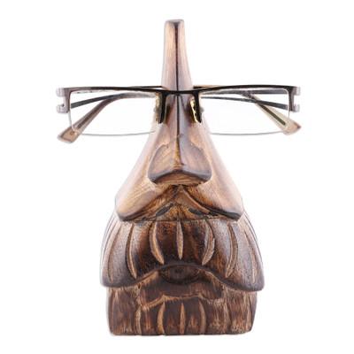 Mustachio,'Whimsical Mustached Face Mango Wood Eye...