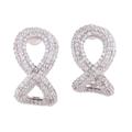 Awe of Infinity,'Sterling Silver and Cubic Zirconia Infinity Button Earrings'