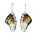 Butterfly Fantasy,'Enameled Sterling Silver Costa Rican Macaw Earrings'