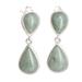 Joyous Drops,'Sterling Silver Dangle Earrings with Green Jade Stones'