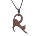 Relaxing Stretch,'Wood Pendant Necklace of a Cat from Peru'