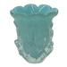 Ruffled Blue Basket,'Brazilian Hand Blown Atlantic Blue Art Glass Vase 7 In Tall'
