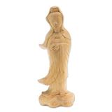 Wood sculpture, 'Kwan Im Goddess' - Crocodile Wood Hindu Sculpture