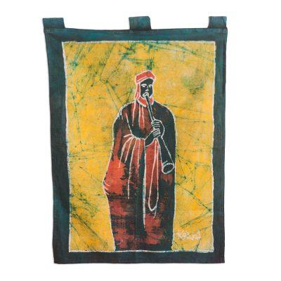 Batik wall hanging, 'Ghanaian Musician'