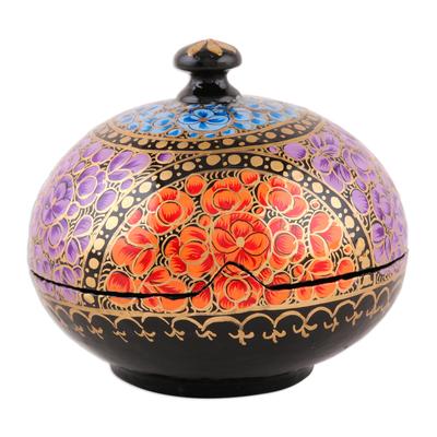 Hypnotic Garden,'Wood and Papier Mache Floral Decorative Box with Lid'