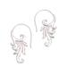 Angel Wing Bloom,'Sterling Silver Blooming Flower Motif Drop Earrings'