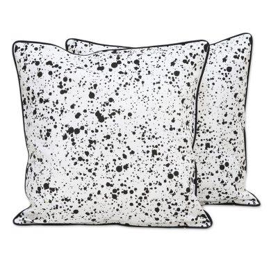 Spotted White,'Splash Motif Black and White Cotton...