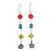 Youthful Swirl','Multi-Gemstone Dangle Earrings with Swirl Charm'