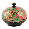 'Hand-Painted Wood and Papier Mache Floral Decorative Box'