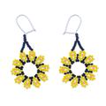 Blooming Yellow,'Yellow Floral Beaded Dangle Earrings Handcrafted in Mexico'