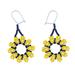 Blooming Yellow,'Yellow Floral Beaded Dangle Earrings Handcrafted in Mexico'