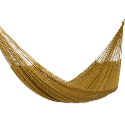 Sunset Siesta in Olive Green,'Olive Green Cotton Rope Hammock (Double) from Mexico'