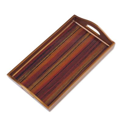 Contemporary Stripes,'Striped Reverse Painted Glass Tray from Peru'