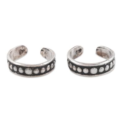 Beauty Specks,'Handcrafted Sterling Silver Toe Rings with Specks (Pair)'