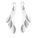 Winter Glisten,'Modern Hammered Sterling Silver Leaf Dangle Earrings'