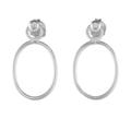 Elegant Oval,'925 Sterling Silver Oval Frame Dangle Earrings with Posts'