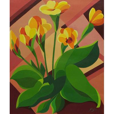 Yellow Flowers (2022),'Acrylic Painting of Abstract Flowers from Brazil (2022)'