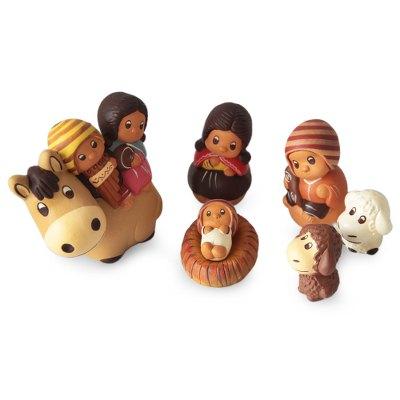 Ceramic nativity scene, 'Divine Arrival' (set of 7)