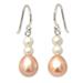 'Sweet Peach Glamour' - Handcrafted Pearl Earrings