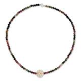 'Ivory Chrysanthemum' - Beaded Tourmaline and Pearl Necklace