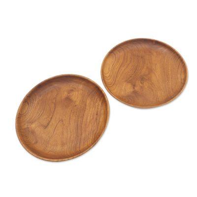 Fit for a Feast,'Hand Made Teak Wood Dinner Plates...