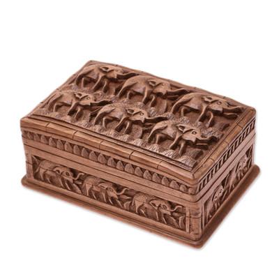 Elephant Forest,'Wood Elephant Jewelry Box'