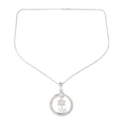 Pious Harmony,'Sterling Silver Spiritual Pendant Necklace from India'