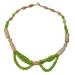 Green Dzigbordi,'Green Recycled Glass and Ceramic Beaded Necklace'