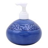 Fragrant Bath,'Hand Crafted Celadon Ceramic Floral Soap Dispenser'