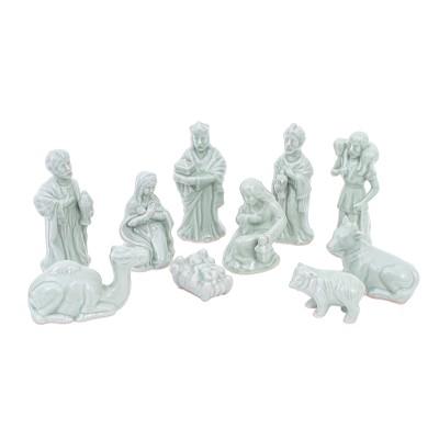 Holy Night in Green,'Green Celadon Ceramic 10-Piec...